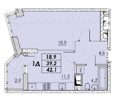 1-кімнатна 42.1 м² в ЖК Прохоровський квартал від 24 700 грн/м², Одеса