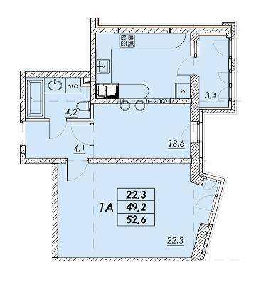 1-кімнатна 52.6 м² в ЖК Прохоровський квартал від 24 700 грн/м², Одеса