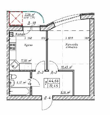1-кімнатна 44.66 м² в ЖК Гранд Парк від 19 000 грн/м², м. Бровари