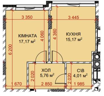1-кімнатна 41.08 м² в ЖК Riverside від 20 700 грн/м², с. Погреби