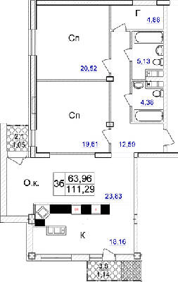 3-кімнатна 111.29 м² в ЖК Ясна Поляна від 44 750 грн/м², Одеса