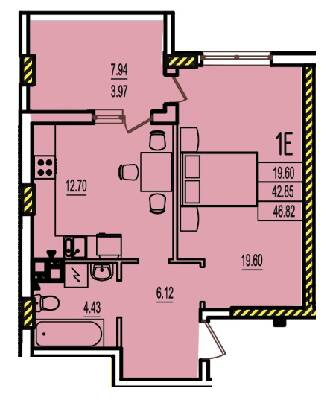1-кімнатна 46.82 м² в ЖК RosenTal від 17 550 грн/м², с. Лиманка