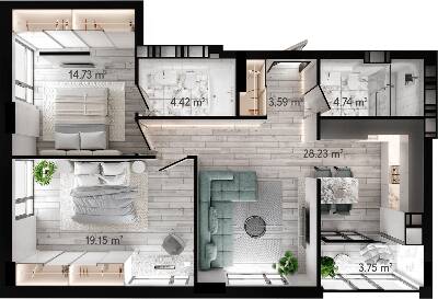 2-комнатная 80.75 м² в ЖК GENEVE от 23 900 грн/м², Днепр
