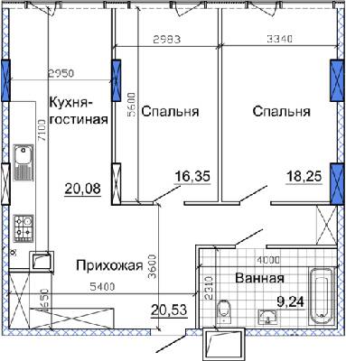 2-кімнатна 86.67 м² в ЖК Nebo від 40 200 грн/м², Дніпро