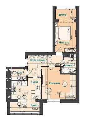2-кімнатна 60.86 м² в ЖК Like Home від 18 000 грн/м², м. Ірпінь