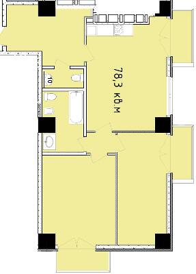 2-комнатная 78.3 м² в ЖК Баку от 27 850 грн/м², Днепр