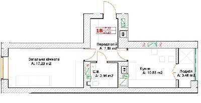 1-кімнатна 43.42 м² в ЖК Модуль від 23 000 грн/м², м. Буча