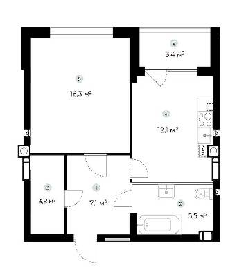 1-кімнатна 46.5 м² в ЖК PARKTOWN від 22 000 грн/м², смт Гостомель