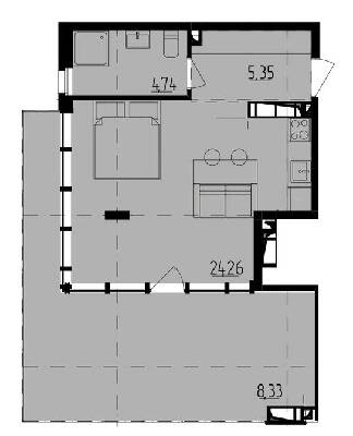 1-кімнатна 42.16 м² в ЖК Be the One від 38 450 грн/м², Київ