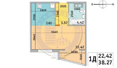 1-комнатная 38.27 м² в ЖК Милос от 25 029 грн/м², Киев