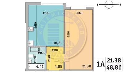1-комнатная 48.86 м² в ЖК Милос от 23 850 грн/м², Киев