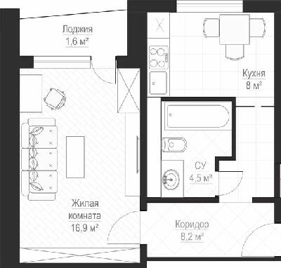 1-кімнатна 39.2 м² в ЖК Металіст від 22 300 грн/м², Харків