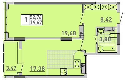 1-комнатная 52.76 м² в ЖК Паркове місто от 41 700 грн/м², Киев
