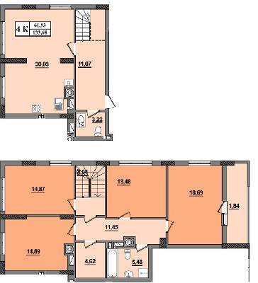 Дворівнева 133.68 м² в ЖК на вул. Манастирського, 2А, 4, 6 від 18 100 грн/м², Львів