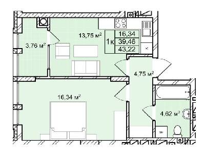 1-комнатная 43.22 м² в ЖК Софиевка от 28 000 грн/м², Львов