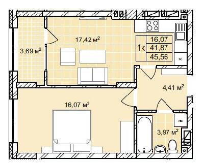 1-комнатная 45.56 м² в ЖК Софиевка от 28 000 грн/м², Львов