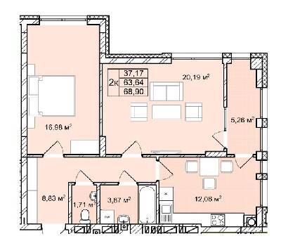 2-комнатная 68.9 м² в ЖК Софиевка от 28 000 грн/м², Львов