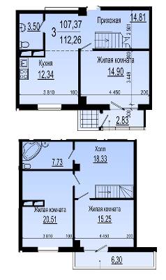 Дворівнева 112.26 м² в ЖК Павловський квартал від 19 050 грн/м², Харків