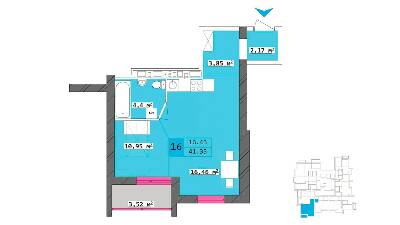 1-комнатная 41.35 м² в ЖК Столичный от 18 500 грн/м², Харьков