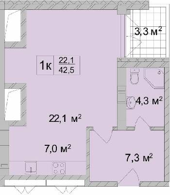 1-комнатная 42.5 м² в ЖК ТИТУЛ Дом на Пушкинской от 55 450 грн/м², Харьков