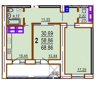 2-комнатная 68.86 м² в ЖК Шекспира от 19 500 грн/м², Харьков