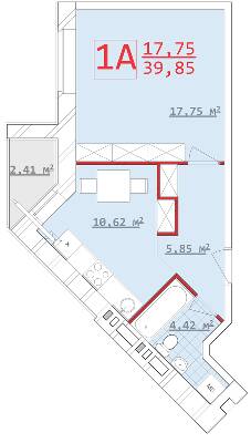 1-кімнатна 39.85 м² в ЖБК Новий дім на вул. Котлова від 17 900 грн/м², Харків