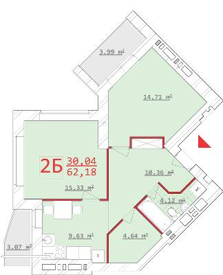 2-кімнатна 62.18 м² в ЖБК Новий дім на вул. Котлова від 17 900 грн/м², Харків