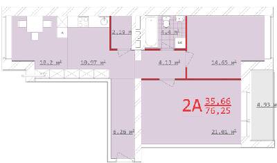 2-кімнатна 76.25 м² в ЖБК Новий дім на вул. Котлова від 17 900 грн/м², Харків