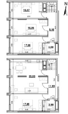 Дворівнева 136.09 м² в ЖК Nordica Residence від 63 508 грн/м², Київ