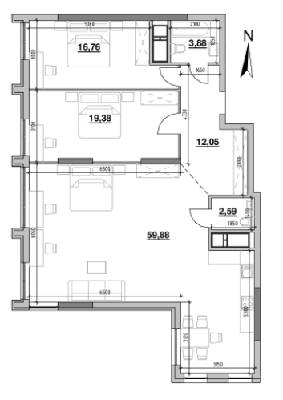 2-кімнатна 114.54 м² в ЖК Nordica Residence від 57 259 грн/м², Київ
