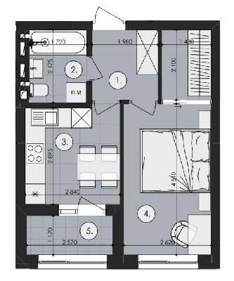 1-кімнатна 34.31 м² в ЖК Royal Park від 16 900 грн/м², м. Дубляни