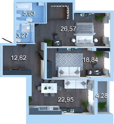 2-комнатная 90.7 м² в ЖК Новопечерська Вежа от 41 557 грн/м², Киев