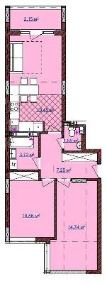 2-комнатная 59.7 м² в ЖК на ул. Вулецкая от 12 500 грн/м², с. Горишний