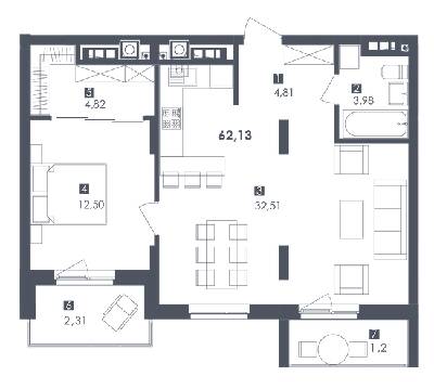 1-комнатная 62.13 м² в ЖК Сад Песен от 23 750 грн/м², Львов