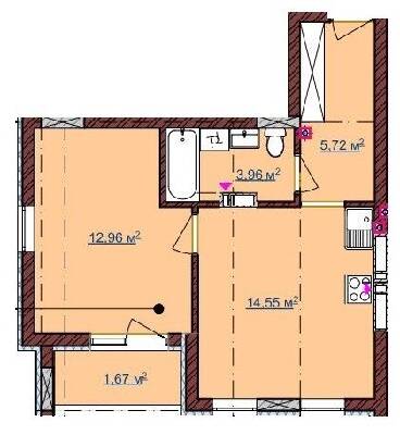 1-комнатная 36.86 м² в ЖК на ул. Вулецкая от 12 800 грн/м², с. Горишний
