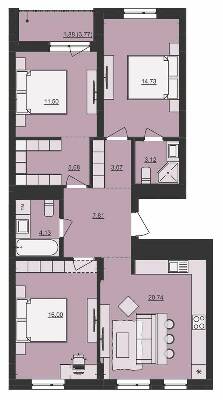 3-комнатная 88.66 м² в ЖК Mill Town от 40 650 грн/м², Львов