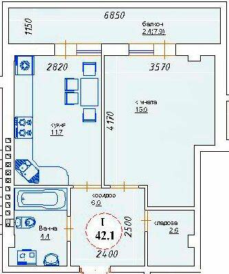 1-комнатная 42.1 м² в ЖК ЯневБуд от 13 950 грн/м², пгт Ивано-Франково