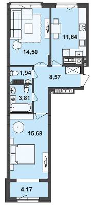 2-комнатная 60.31 м² в ЖК Киевский от 22 100 грн/м², Черновцы