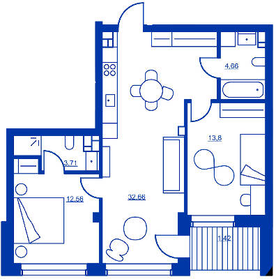2-комнатная 68.81 м² в ЖК RYBALSKY от 53 563 грн/м², Киев