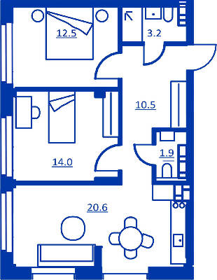 2-комнатная 62.7 м² в ЖК RYBALSKY от 53 563 грн/м², Киев