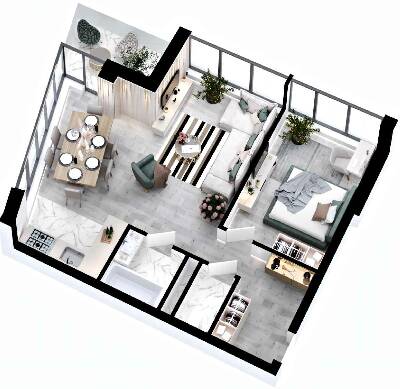 2-комнатная 59.98 м² в ЖК RYBALSKY от 60 617 грн/м², Киев