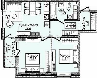 2-кімнатна 62.88 м² в ЖК M.Park від 27 400 грн/м², Одеса