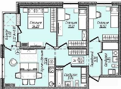 3-кімнатна 78.87 м² в ЖК M.Park від 30 400 грн/м², Одеса