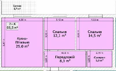 2-комнатная 66.5 м² в ЖК на пер. 1-й Константиновича, 13 от 21 000 грн/м², Винница