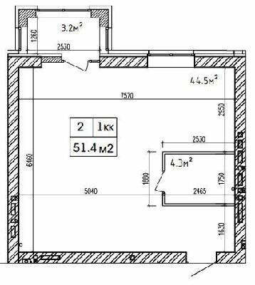 1-комнатная 51.4 м² в ЖК Аржанова от 20 000 грн/м², Днепр