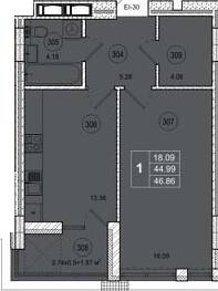 1-комнатная 46.86 м² в ЖК Смарт Сити от 22 000 грн/м², Житомир