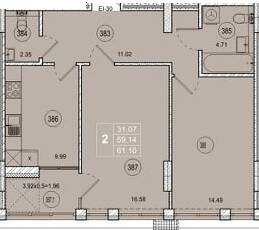 2-комнатная 61.1 м² в ЖК Смарт Сити от 21 000 грн/м², Житомир
