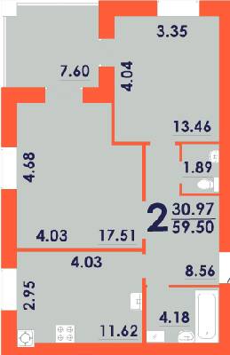 2-кімнатна 59.5 м² в ЖК Park Residence від 19 500 грн/м², Запоріжжя