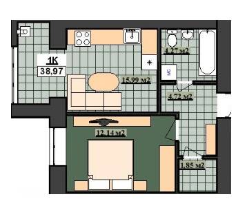 1-кімнатна 38.97 м² в ЖК Гетьманський від 14 200 грн/м², Івано-Франківськ