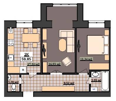 2-кімнатна 59.85 м² в ЖК Гетьманський від 14 200 грн/м², Івано-Франківськ
